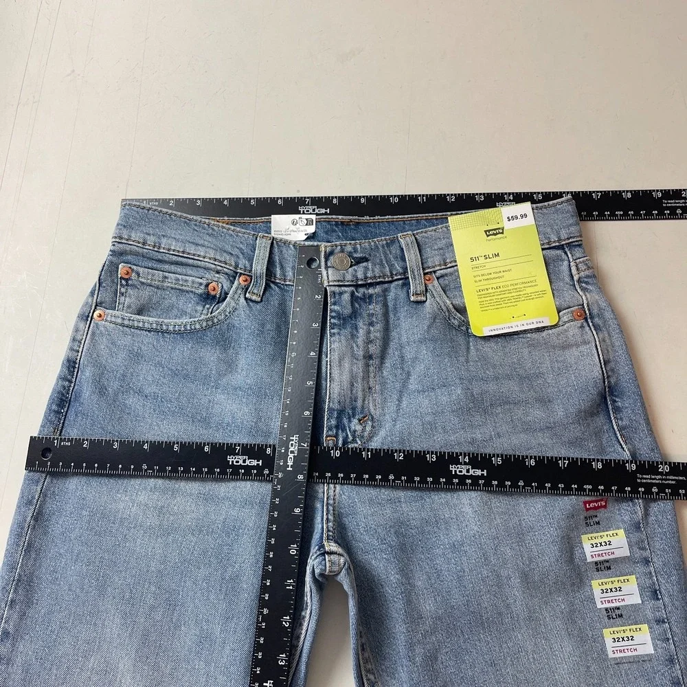 Levis Jeans Mens 32x32 Blue 511 Slim Fit Medium Wash Stretch Denim Grunge Punk